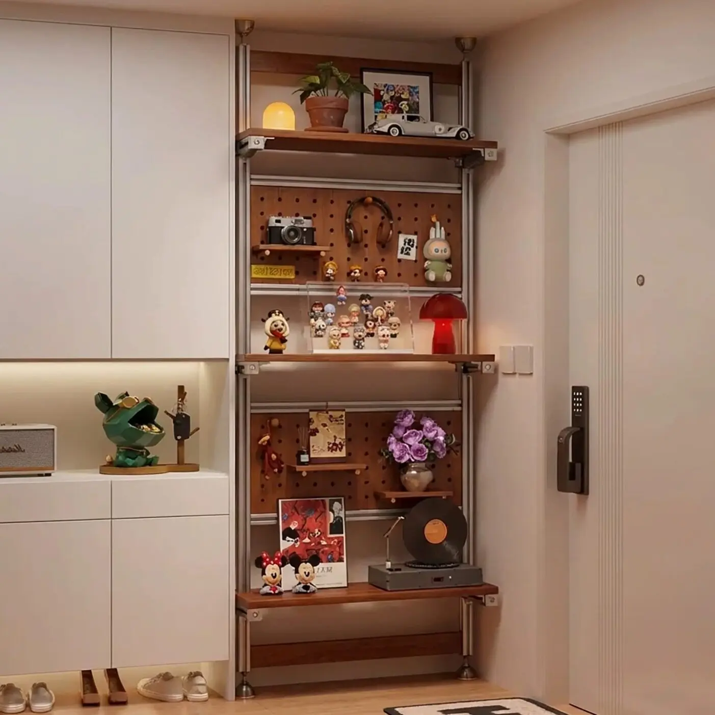 Strictly selected solid wood hole board shelf, no punching aluminum type, indomitable study modeling wall storage display