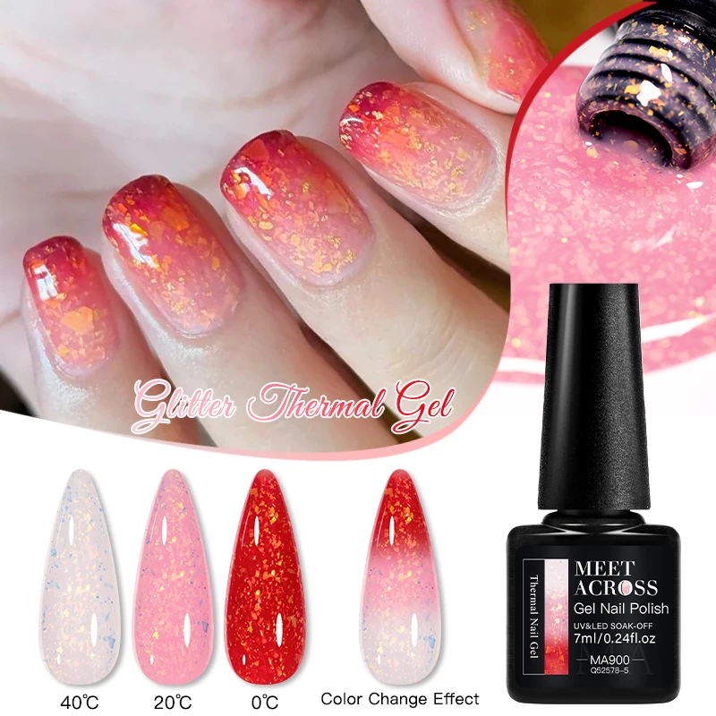 ชุดยาทาเล็บเจลแม่เหล็กกลิตเตอร์เปลี่ยนสีตามอุณหภูมิ 13 ชิ้น แบบกึ่งถาวร ยูวีเจล ล้างออกได้