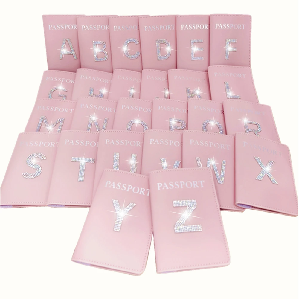 1 Piece Rhinestones Letter A-Z Passport Cover Case Holder Passport Wallet Card Holder Fashion Travel Accessories For Flight