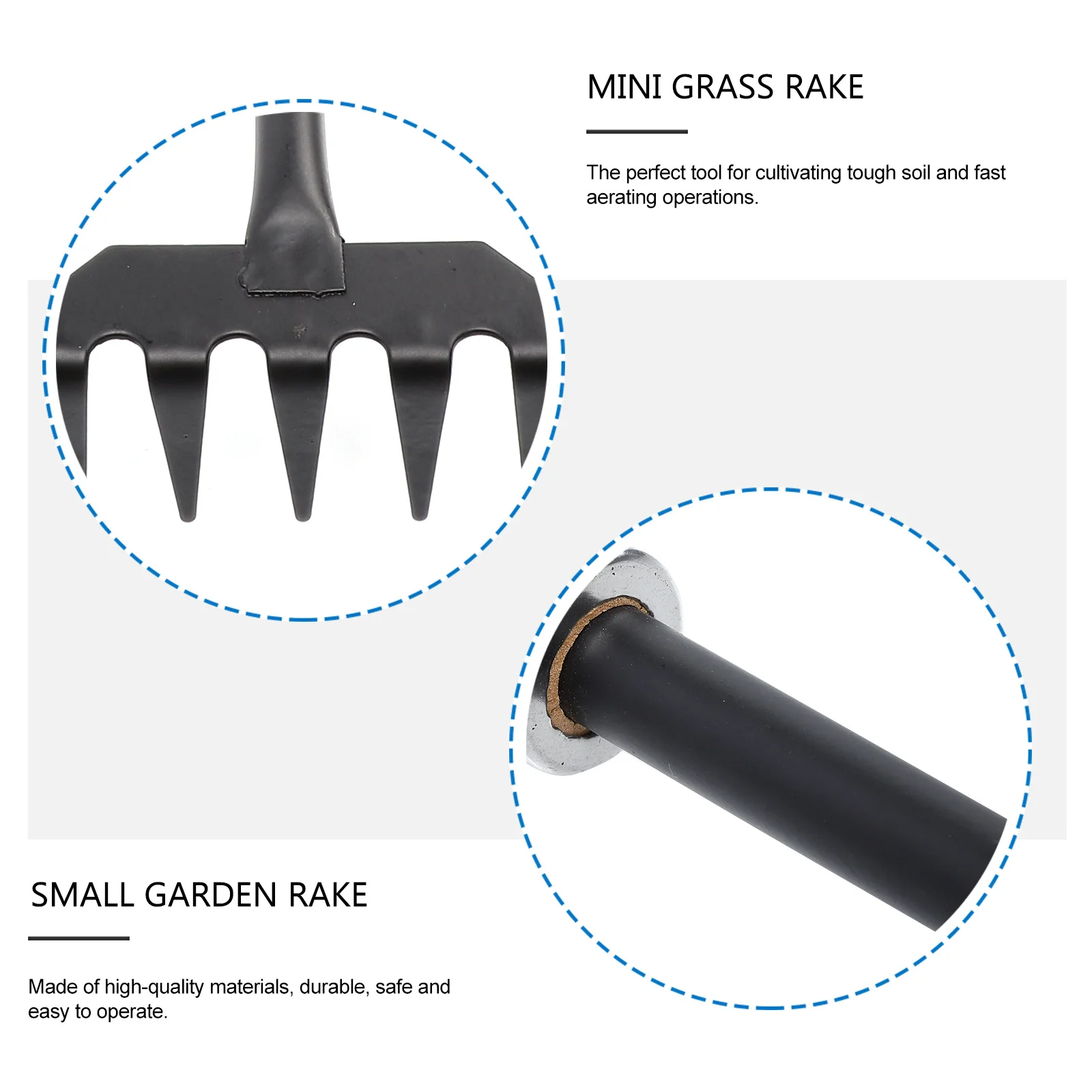 

Garden Rake Heavy Duty Hand Cultivator For Small Space Mini Grass Rake Tool Iron Weeding Tiller Soil Loosener