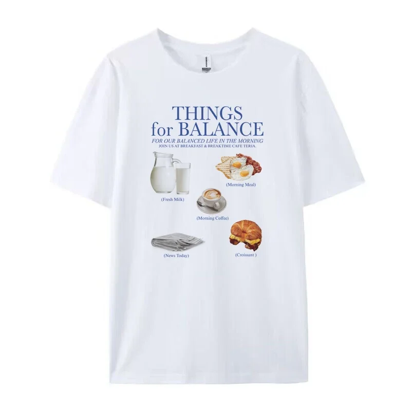 Breakfast Korean Streetwear T-Shirts Women Oversized Y2k Aesthetic Graphic Tees Cute Food T Shirt Unisex Summer Fashion Clothes