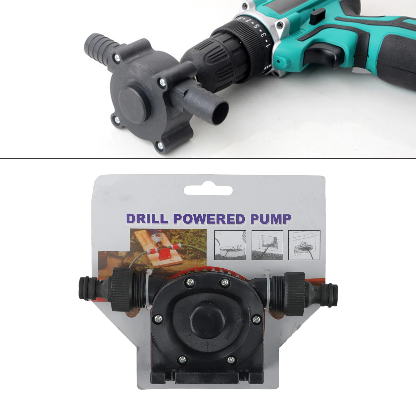 Electric Drill Powered Pump Hand Self-priming Liquids Transfer Pump With Syphon Attachment For Pond Flooded Areas Emptying