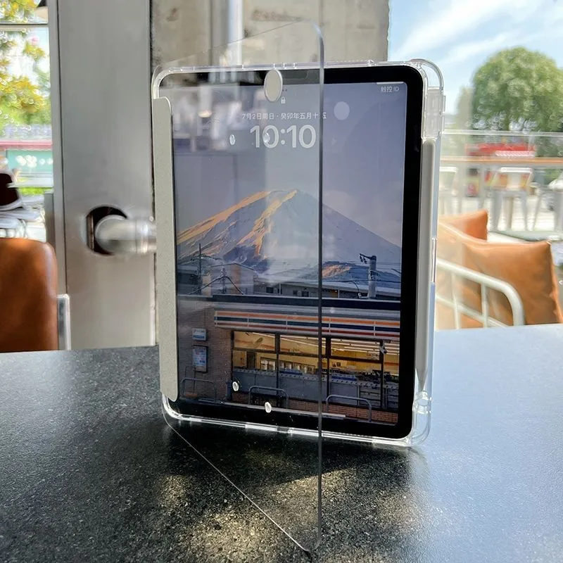 Estojo rotativo com slot para caneta para Xiaomi, capa acrílica cristal transparente, estojo à prova de choque para Redmi Pad SE, 11 in, MiPad 5, 5Pro, 6Pro, 11 in