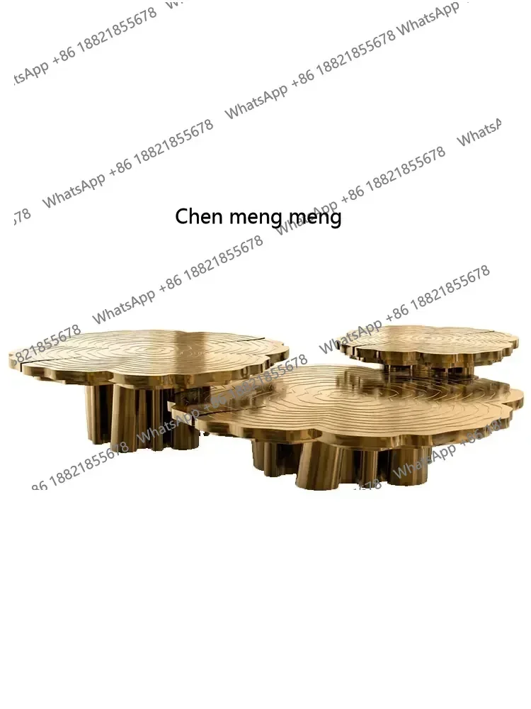 

X Stainless Steel Irregular High-End Artistic Designer Living Room Root Tea Table CombinationA