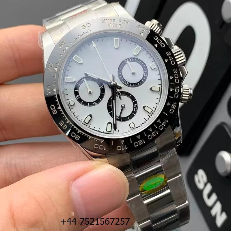 

Luxury Brand Wholesale Black Dial Ice Blue Mechanical Watches Stainless Steel Band 4131Movement Panda Dial Hip Hop Waterproof