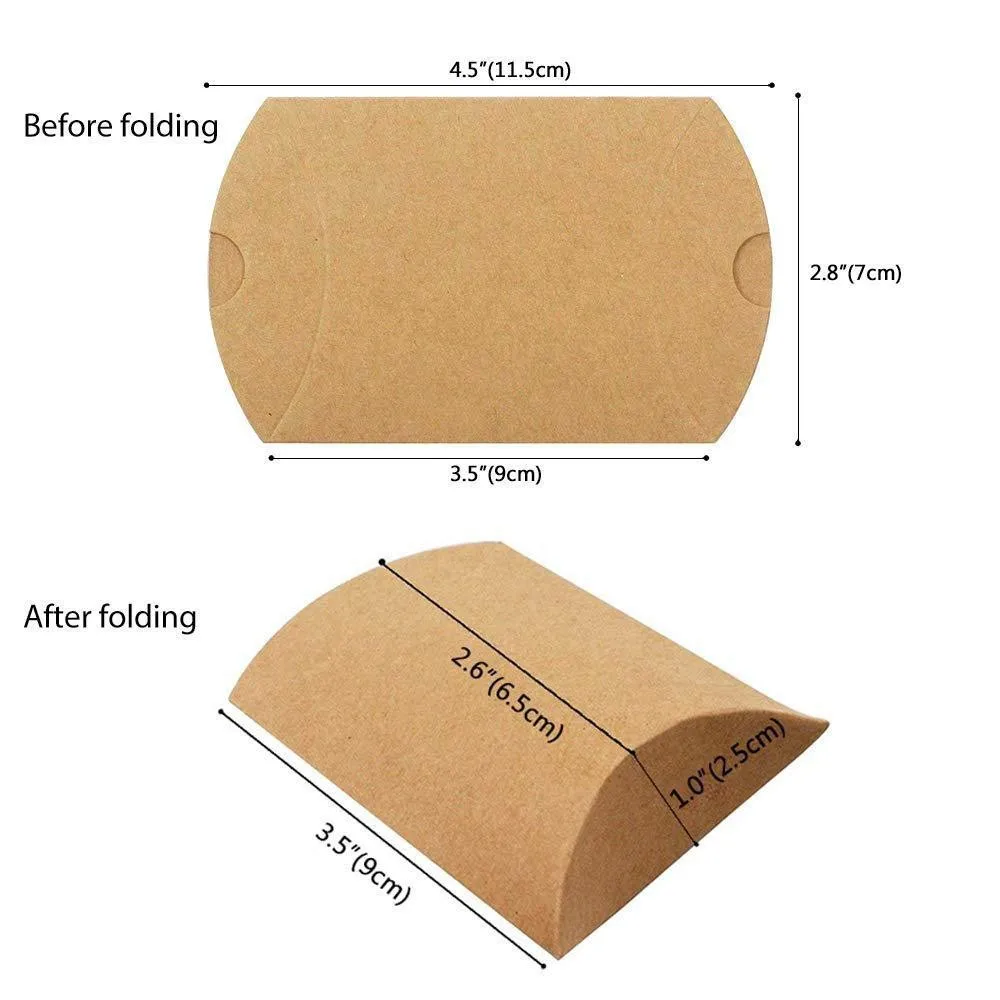 50PCS Kraft Paper Pillow Box Wedding Party Gift Candy Boxes Home Party Birthday Supply Paper Bags for Gifts