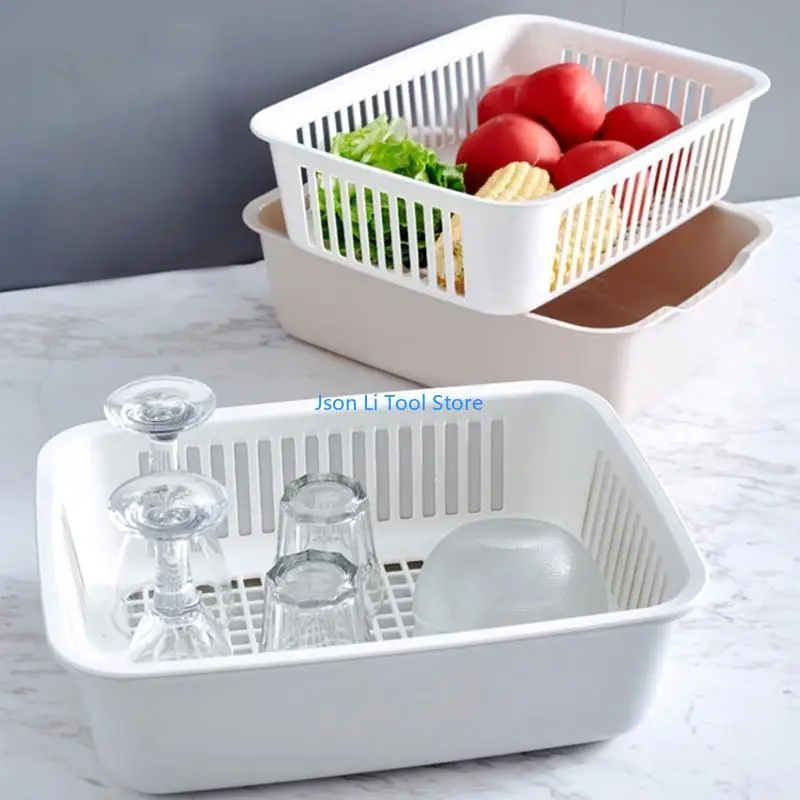 Y08D 2 in 1 Trình lọc nhà bếp Colander đặt gia đình Double Lớp cống nhựa cây nhựa thực vật