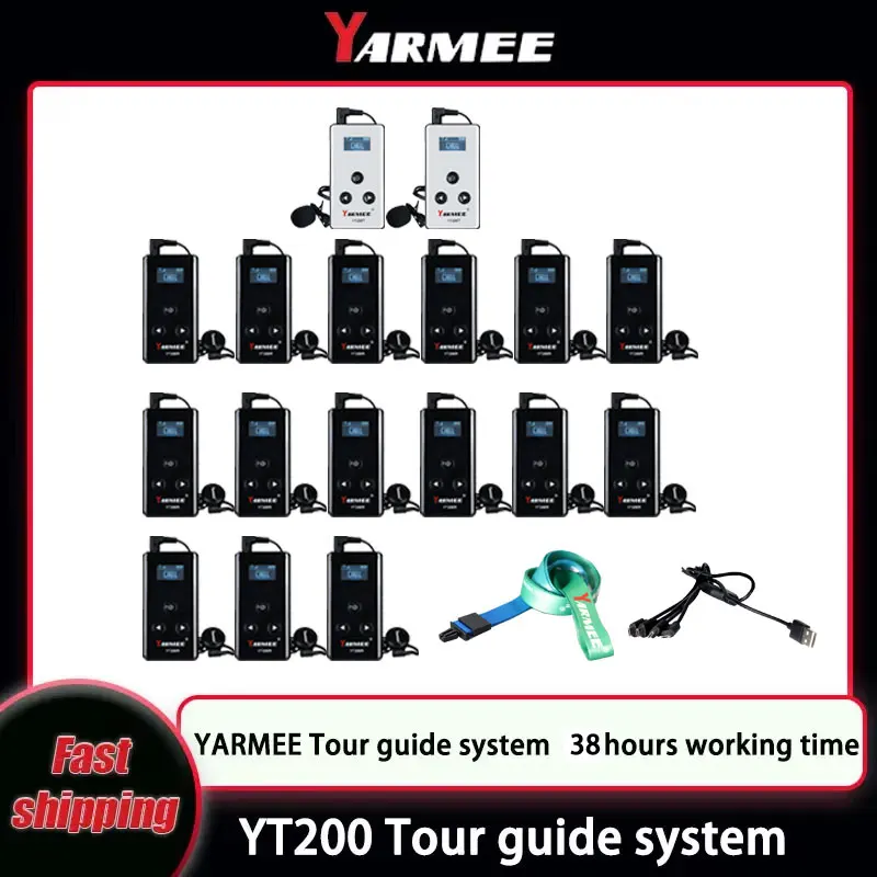 YARMEE Tour Guide System Wireless Audio Transmitter Receiver With Microphone Earphone For Simultaneous Interpreting Travelling