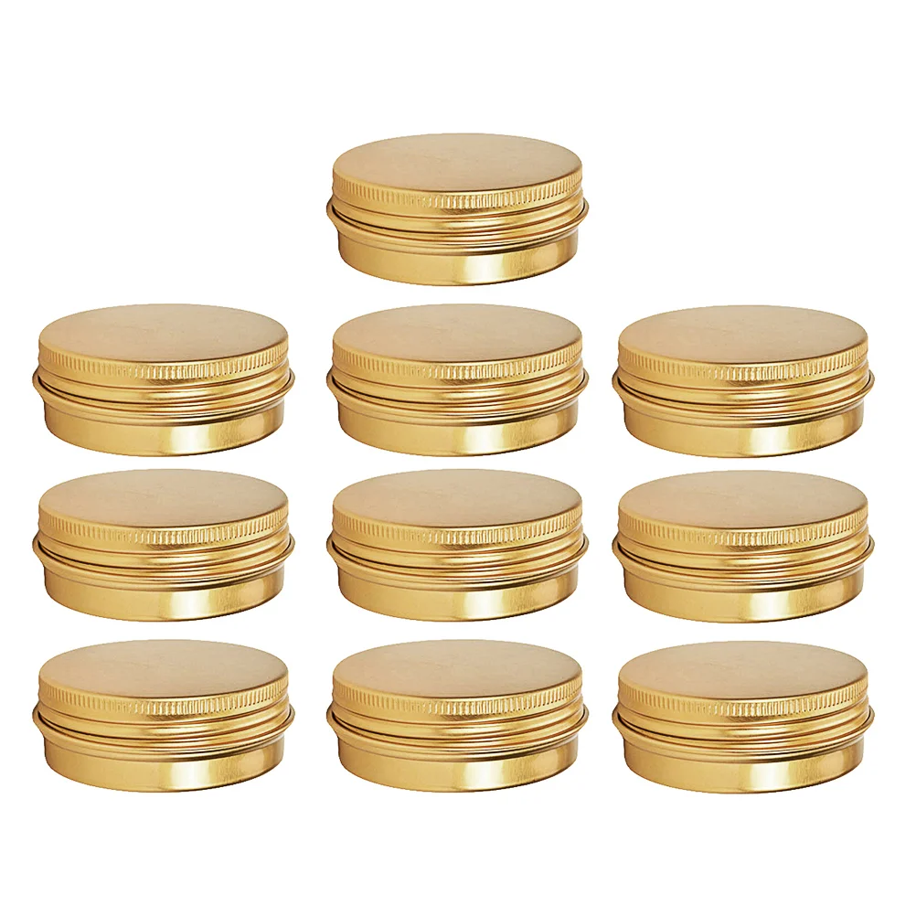 1 Set 10 Pcs 30ML Aluminium Screw-thread Storage Boxes Ointment Boxes (Golden) Aluminium Boxes Cosmetics Container