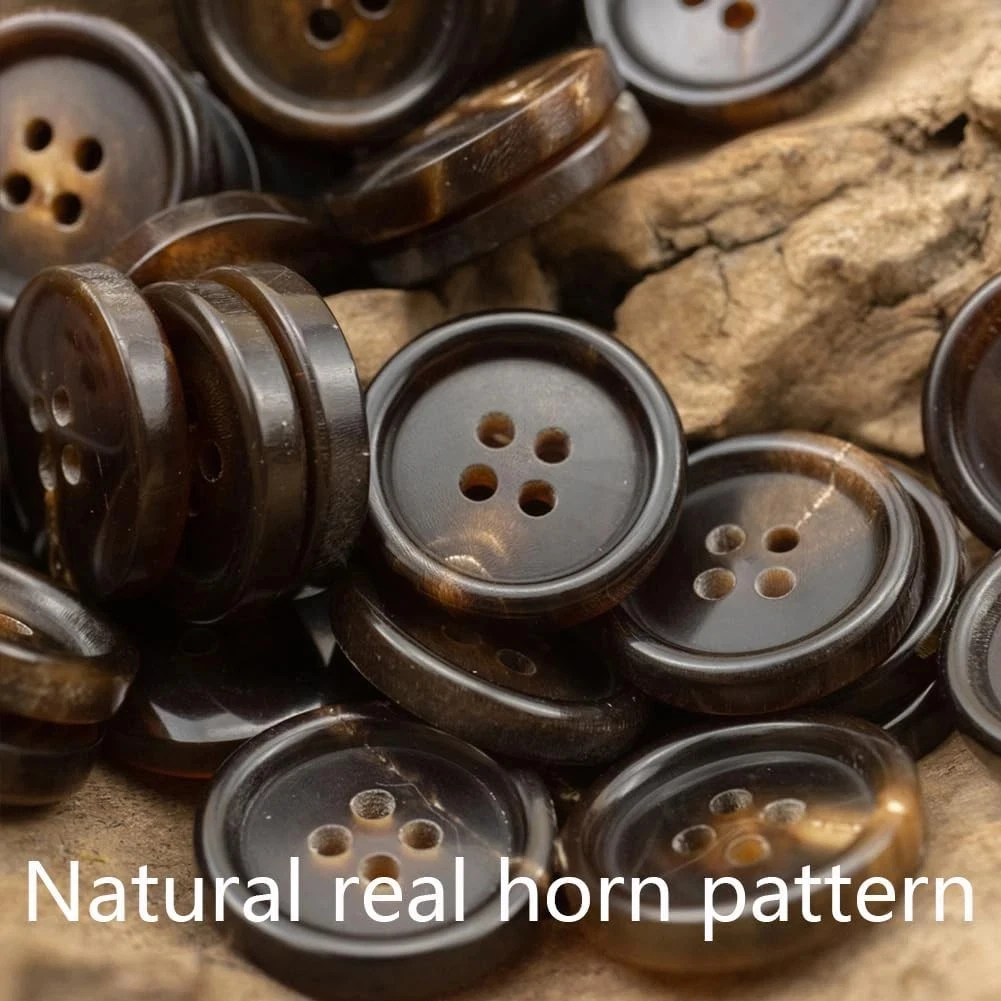 11pcs High Quality Natural Brown Black  Real Buffalo Horn Button Suit Jacket Blazer Coat Set Trim Horn Button 18mm  20mm 23mm