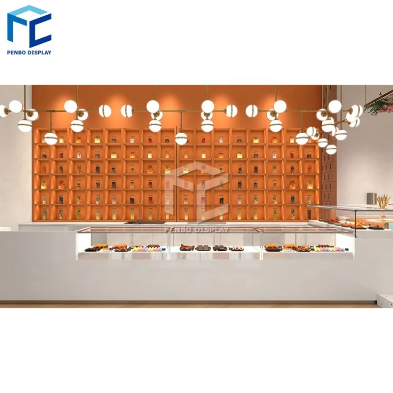 

2025customized.Trendy Cake Showcase Bakery Shelf Bread Display Cabinet Custom Wooden Bakery Display Rack