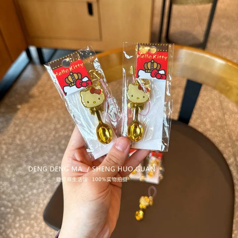 

Japanese Kawaii Hellokittys Big Face Spoon Keychain Ccd Camera Bag Pendant Mini Cute Cartoon Girl Bag Pencil Bag Decoration Gift