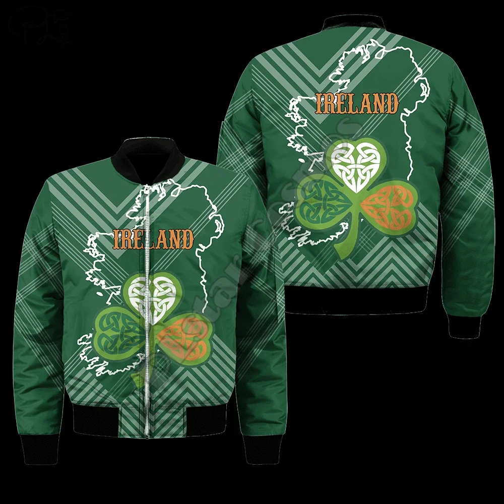 PLstar Cosmos irlandés Día de San Patricio 3D impreso moda hombres chaqueta Bomber Hip Hop Unisex Casual rompevientos Envío Directo D30