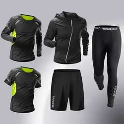 Mode 3-5 PCS Herren Laufsport-Set Fitness Jogging Kompression Trainingsanzug Anzug Training Sport Kleidung Dry Fit Leggings