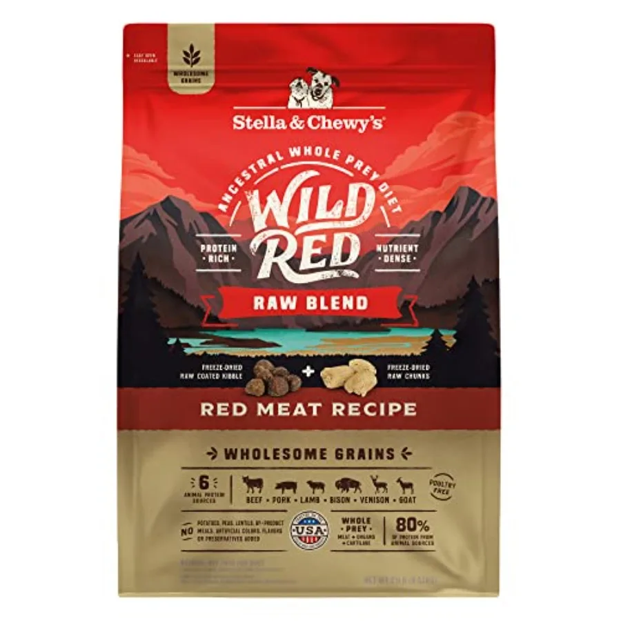 

Wild Red Dry Dog Food Raw Blend High Protein Wholesome Grains Red Meat Recipe 21 lb. Bag