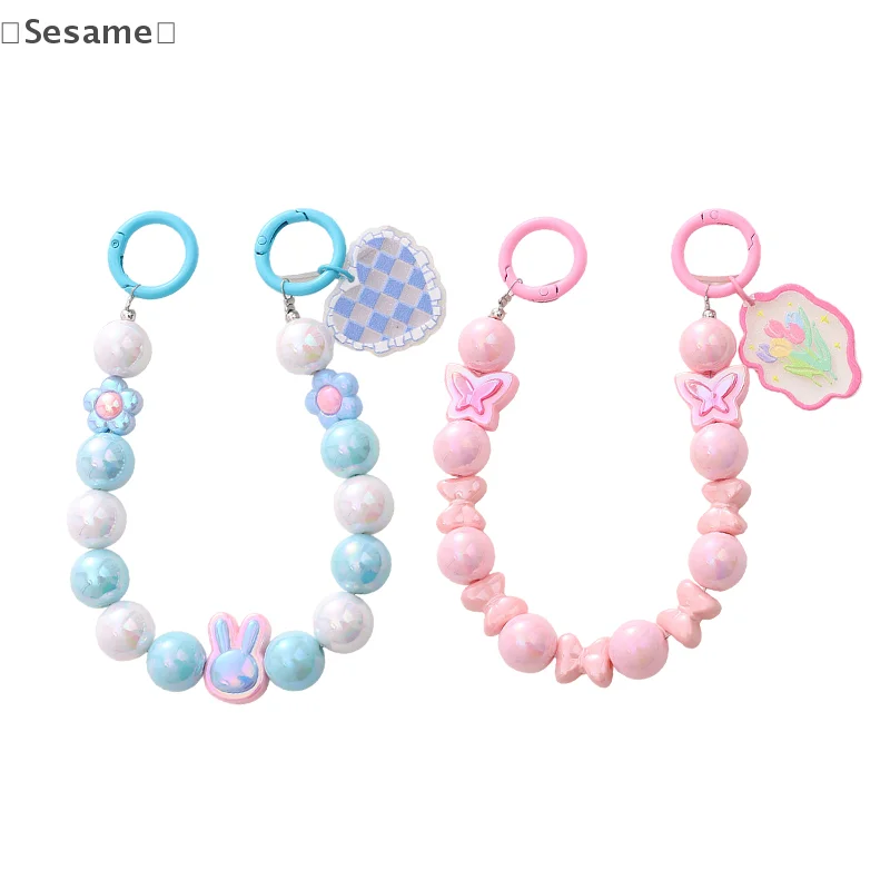 Y Mermaid Beaded Mobile Phone Chain Anti-Lost Phone Lanyard Keychain Rabbit Pendant Water Cup Wristband Earphone Camera Decor