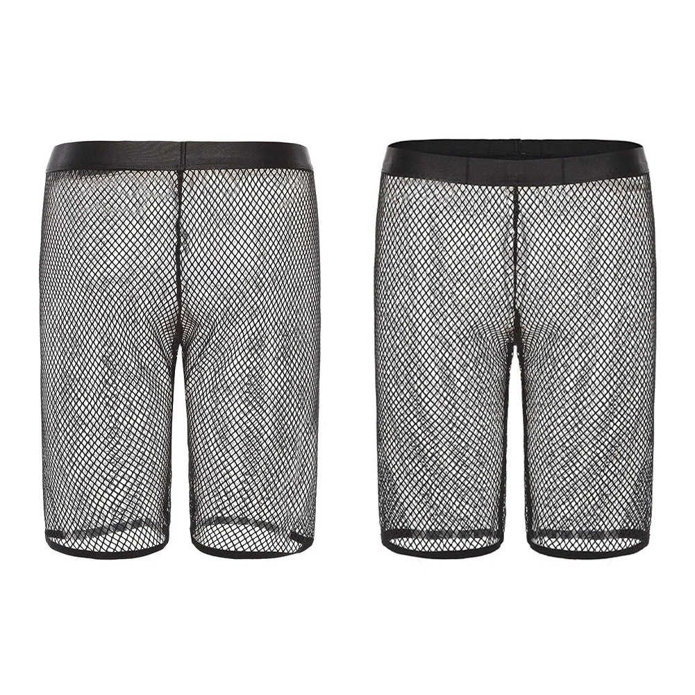 Men Mesh Thin Sheer Long Leg Shorts Panties Underpants Breathable Sexy Lingerie Boxers Trunk Brazilian Underwear Men's Clothing