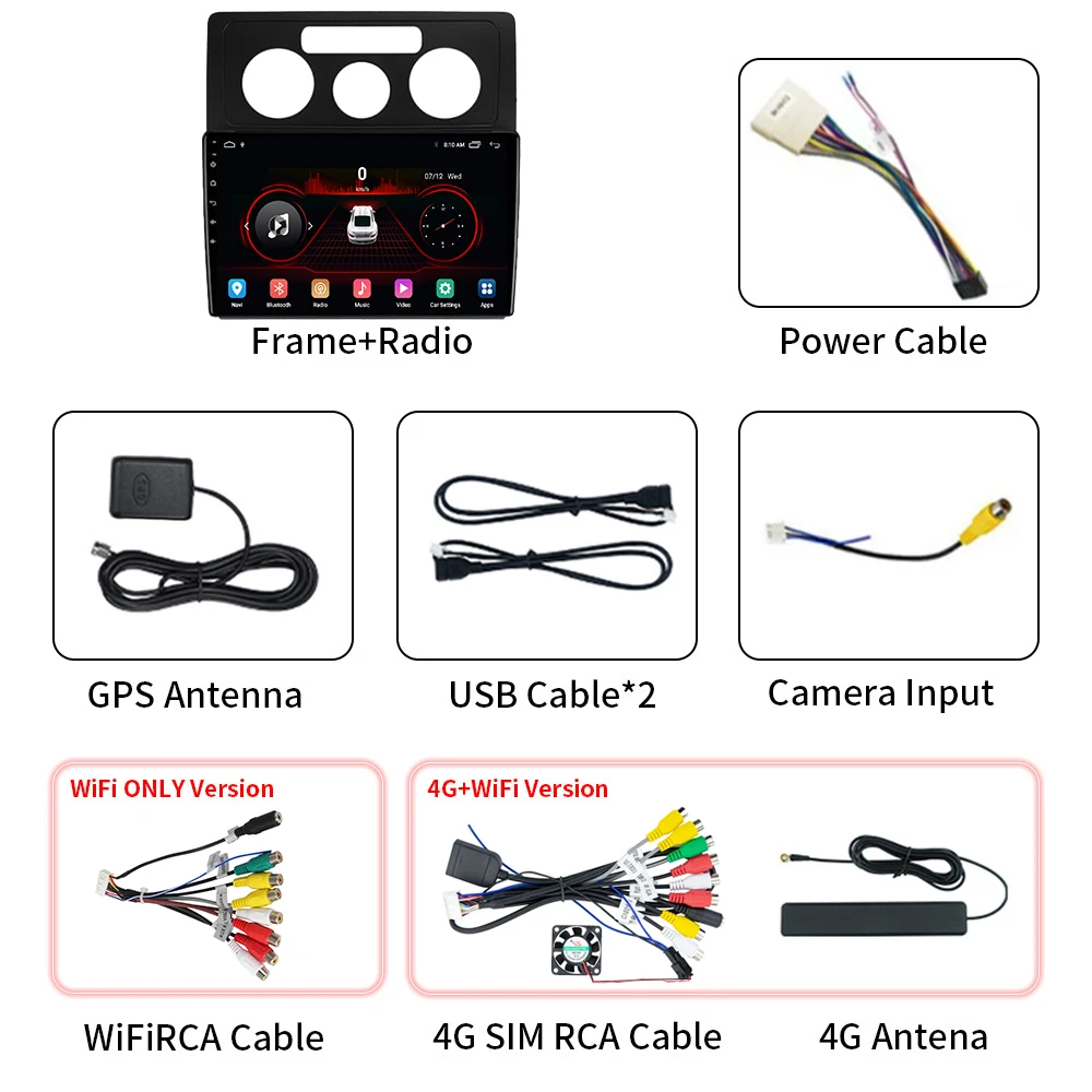 For Volkswagen Caddy 3 2004 - 2010 2Din Car Radio 4G Multimedia Video Player GPS WIFI Carplay DSP Android12.0 Auto Stereo