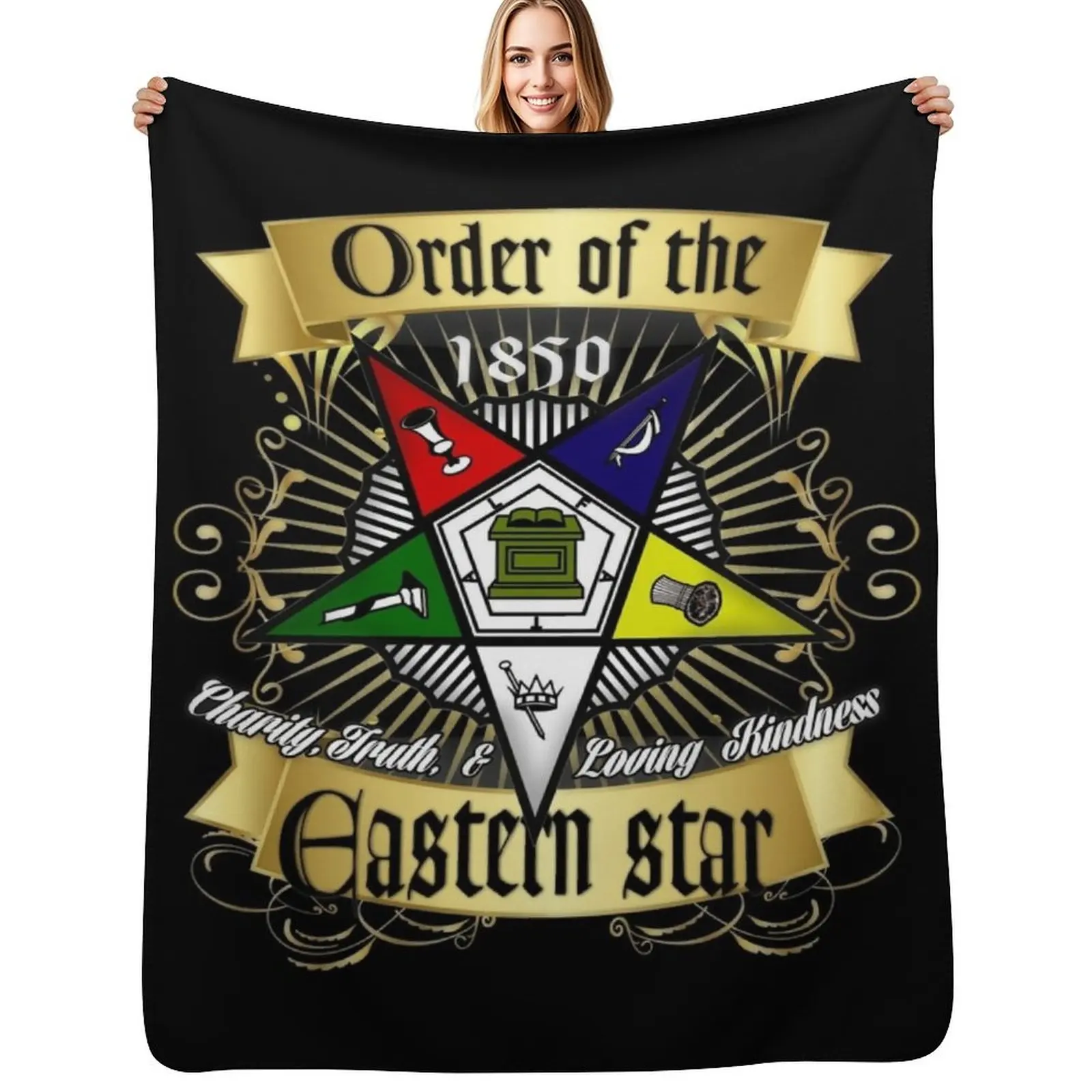 

OES Style Order Of The Eastern Star Logo Sistar Freemason Throw Blanket Moving For Sofa Thin Sofa Throw Decorative Sofa Blankets
