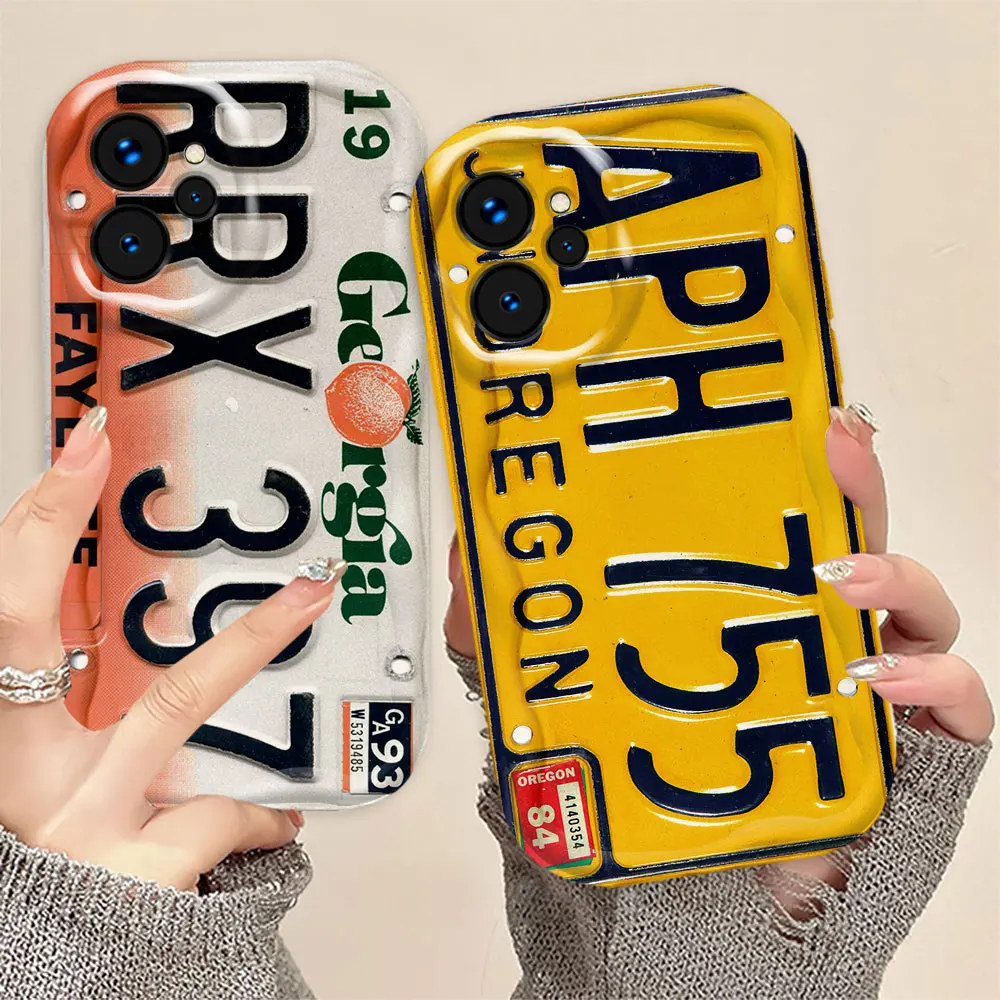 Interesting Car License Plate Numbers 3D Wave Case For REALME 5 6 7 8 10 11 12 C15 C20 C30 C33 C35 C55 C65 C67 C21Y GT3 TPU Case