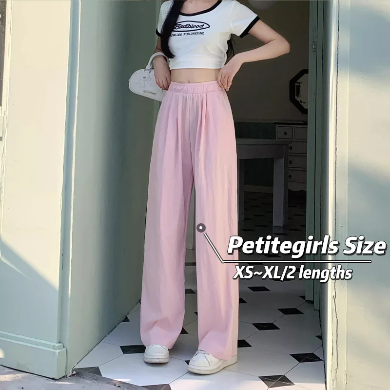 

145cm Petite girls Casual Yamamoto Liang Liang Pants Women High Waist Straight Leg Wide Leg Pants XS Appear High Nine Points