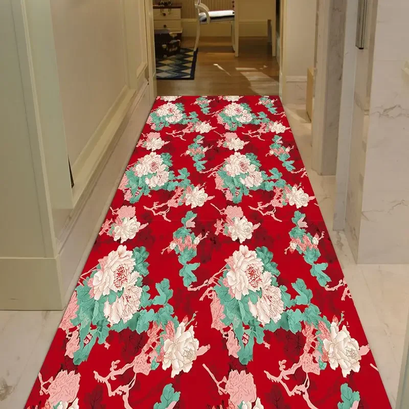 Red 3D Flower Passageway Long Corridor Carpet Home Decoration Parlor Entryway Stairway Hallway Runners Rugs Room Aisle Mat