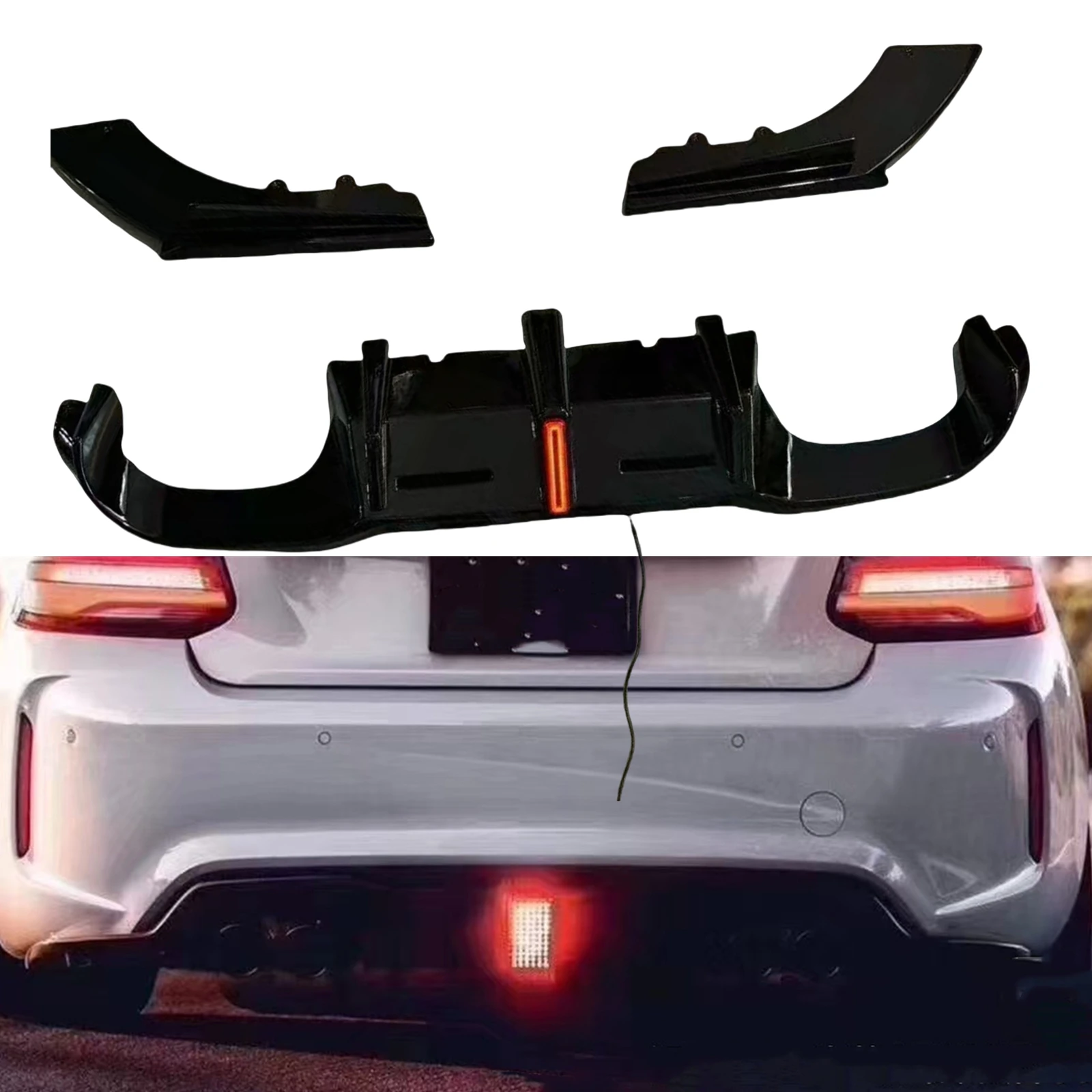 

Car Rear Bumper Diffuser Lip Guard Side Cover Splitter For BMW F87 M2 2016 2017 2018 2019 2020 2021 2022