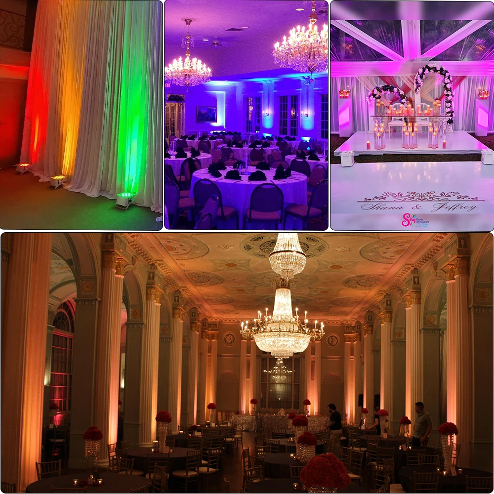 10-pack 6*18W RGBW 6in1 Wireless Battery Powered Flat LED For Stage Performances Wedding Disco Hall