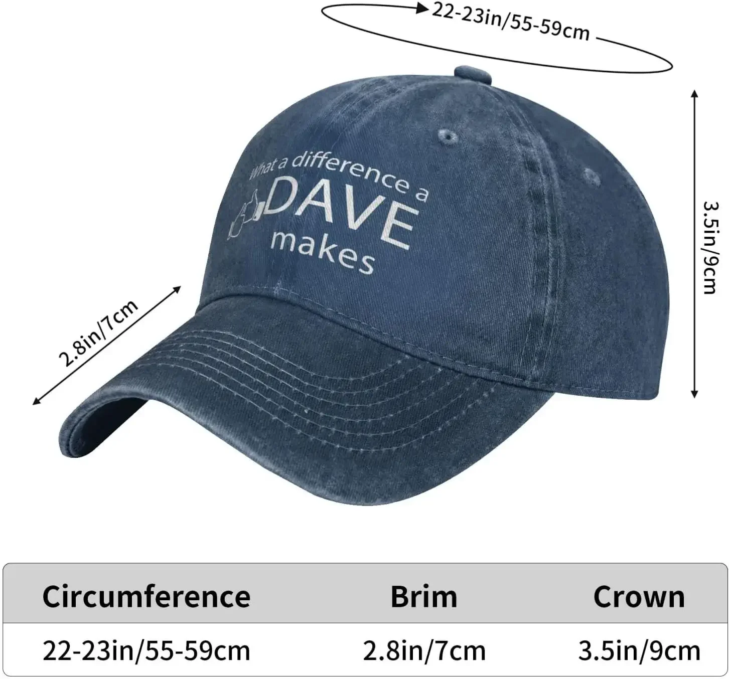 What A Difference A Dave Makes Hat for Women Baseball Caps Graphic Hats