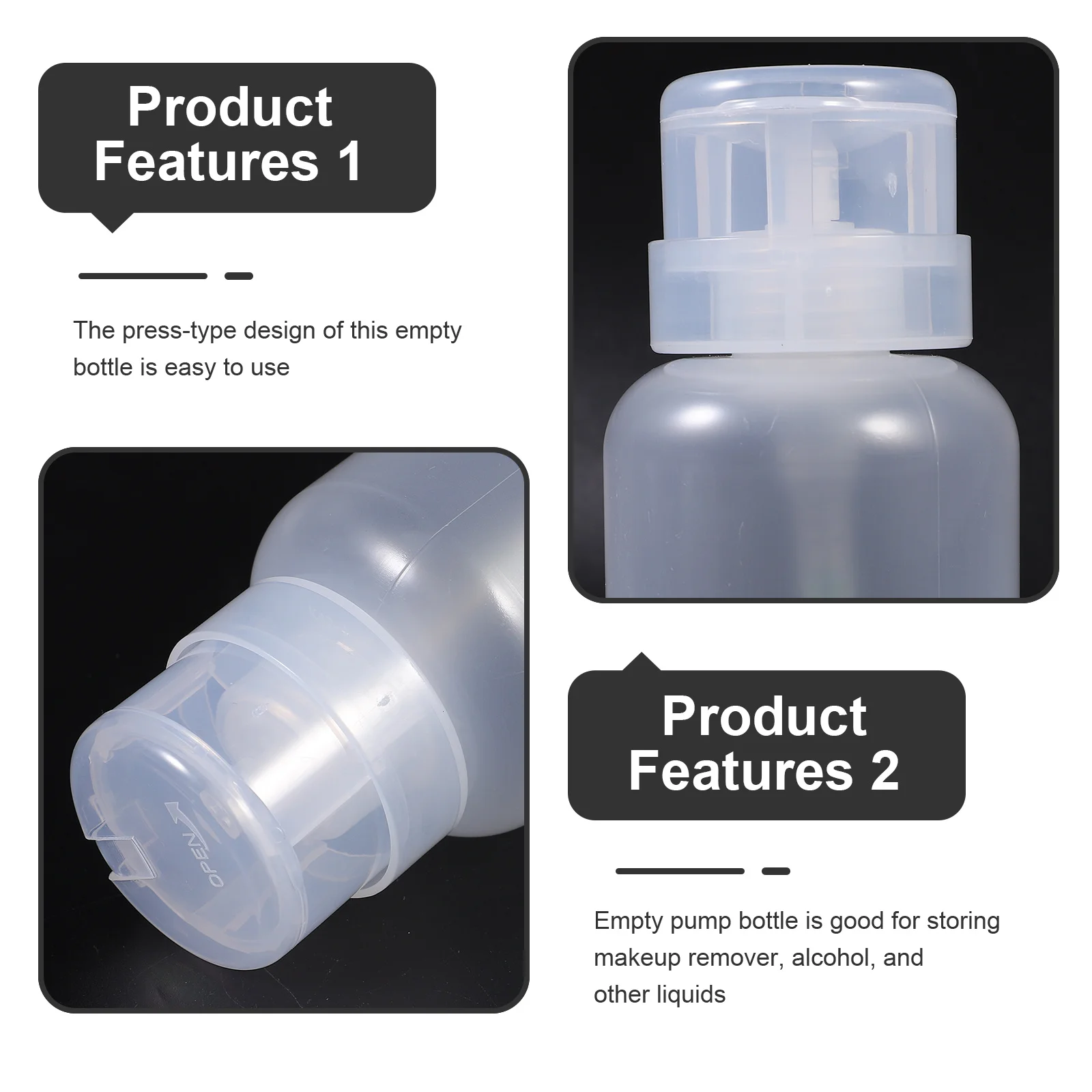 4 個プレスタイプ液体ポンプボトル 250 ミリリットル詰め替えディスペンサー化粧落としシャワー浴室ボトルポンプボトル