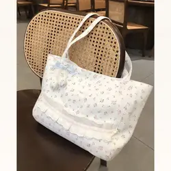 Bag 2024 Tote Cute Korean Ins Floral Canvas Bag New Fresh Versatile Large Capacity Canvas Bag Single Shoulder Makeup Storage