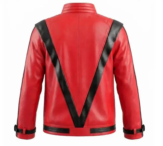 Michael Red Leather Jacket Pant Set Jackson Halloween Scary Night 80s Vintage Pop Singer Thriller Party Performance Costume - view 3
