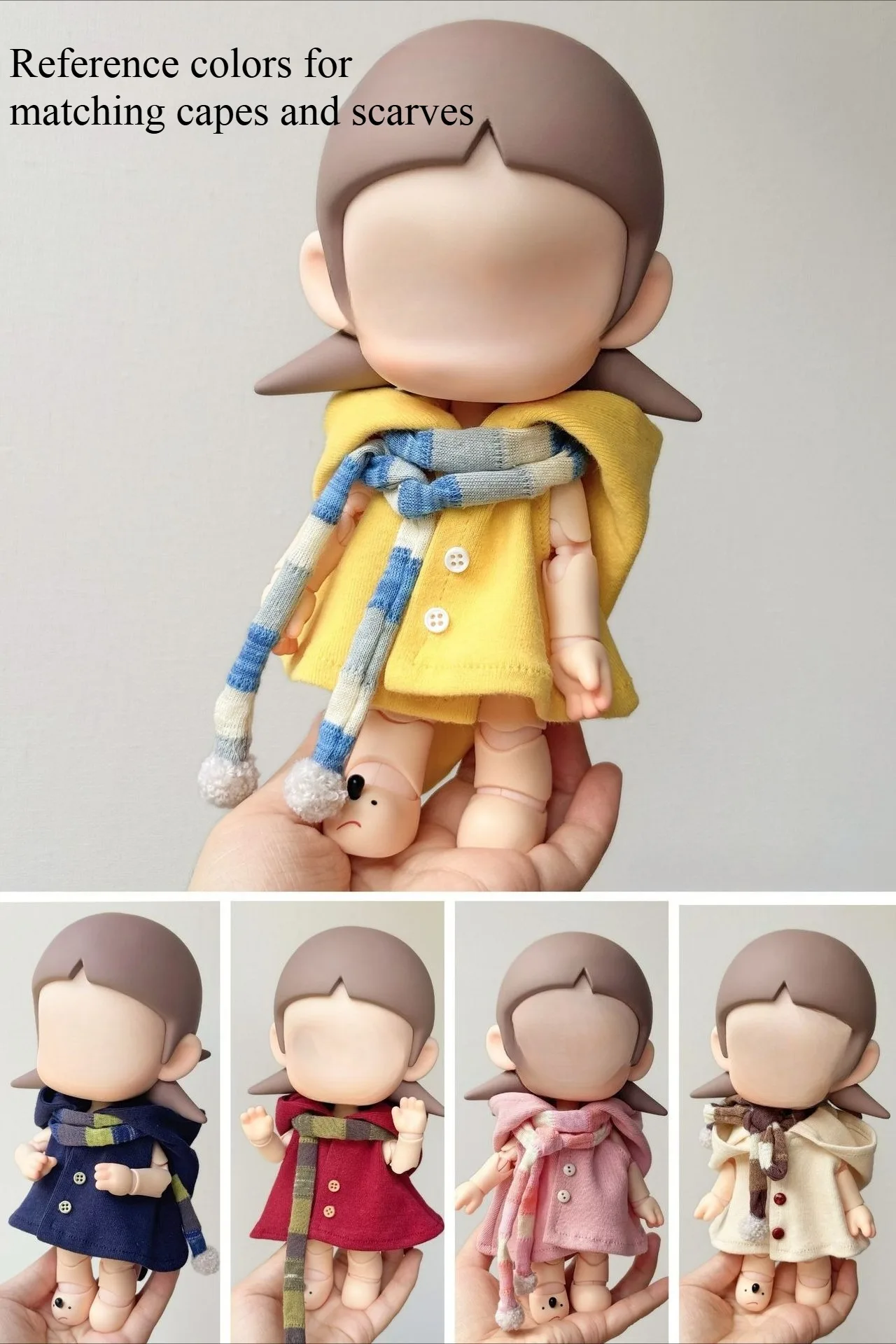 6 Styles Knitted Cape Cloak And 5 Colors Striped Scarf Set for 1/6 Scale Jointed Doll DIY Winter Outfit Accessories