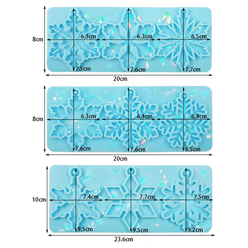 Light Shadow Christmas Pendant Epoxy Resin Mold Bell Snowflake Laser Silicone Mould Jewlry Keychain Making Christmas-Tree Decor