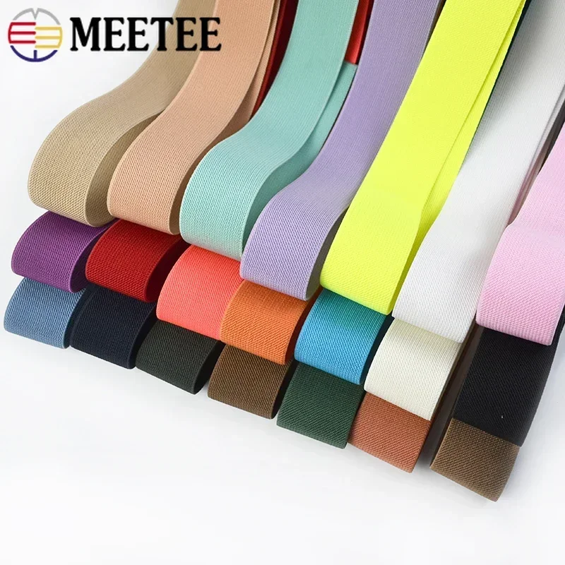 Meetee 2/3Meters 25-40mm Elastic Band for Sewing Garment Trousers Pants Stretch Strap Fabric Tape DIY Clothes Sew Accessories