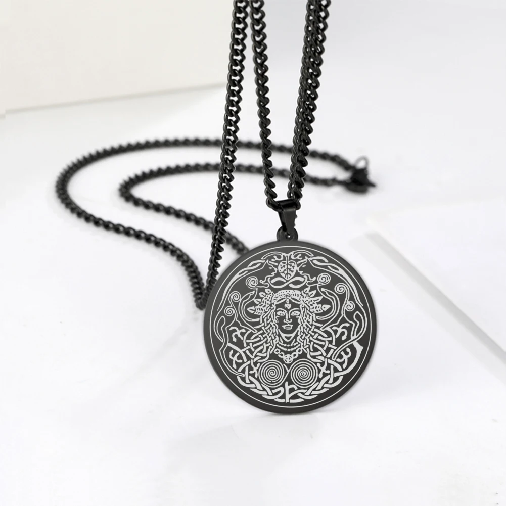 LIKGREAT Norse Mythology Freyja Goddess Associated with Love, Sex, Beauty, Fertility Amulet Necklace Stainless Steel Jewelry