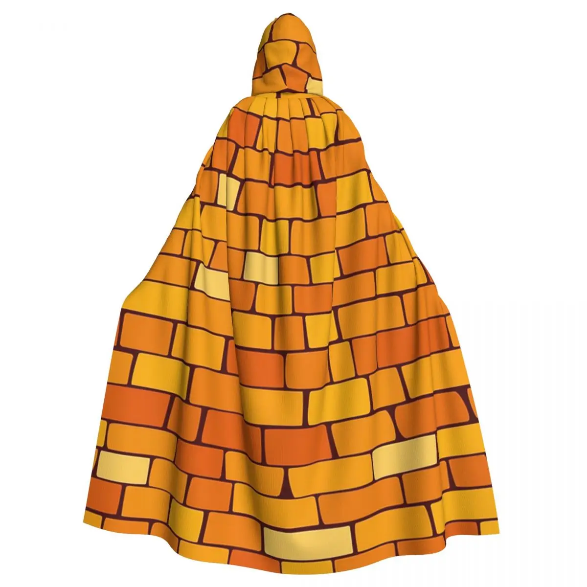 Brick Wall Pattern Design Long Hooded Cloak Witch Medieval Costume Cosplay Cape HalloweenParty Adult Unisex