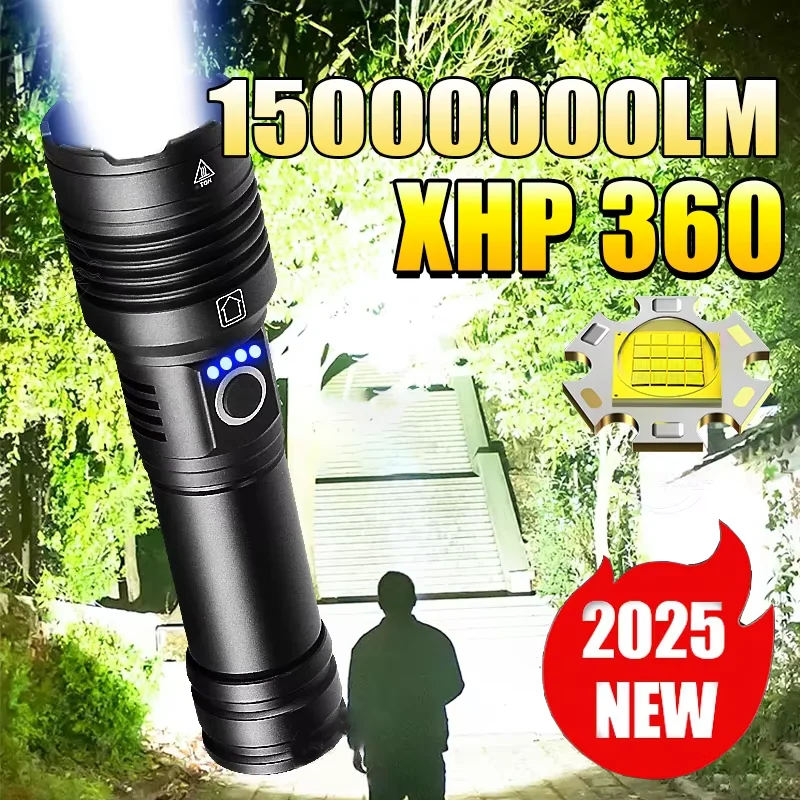 

2025 Ultra- Bright 15000000 Lumens LED Flashlight Rechargeable Handheld Torch High Power Tactical Flash Light Portable Lantern