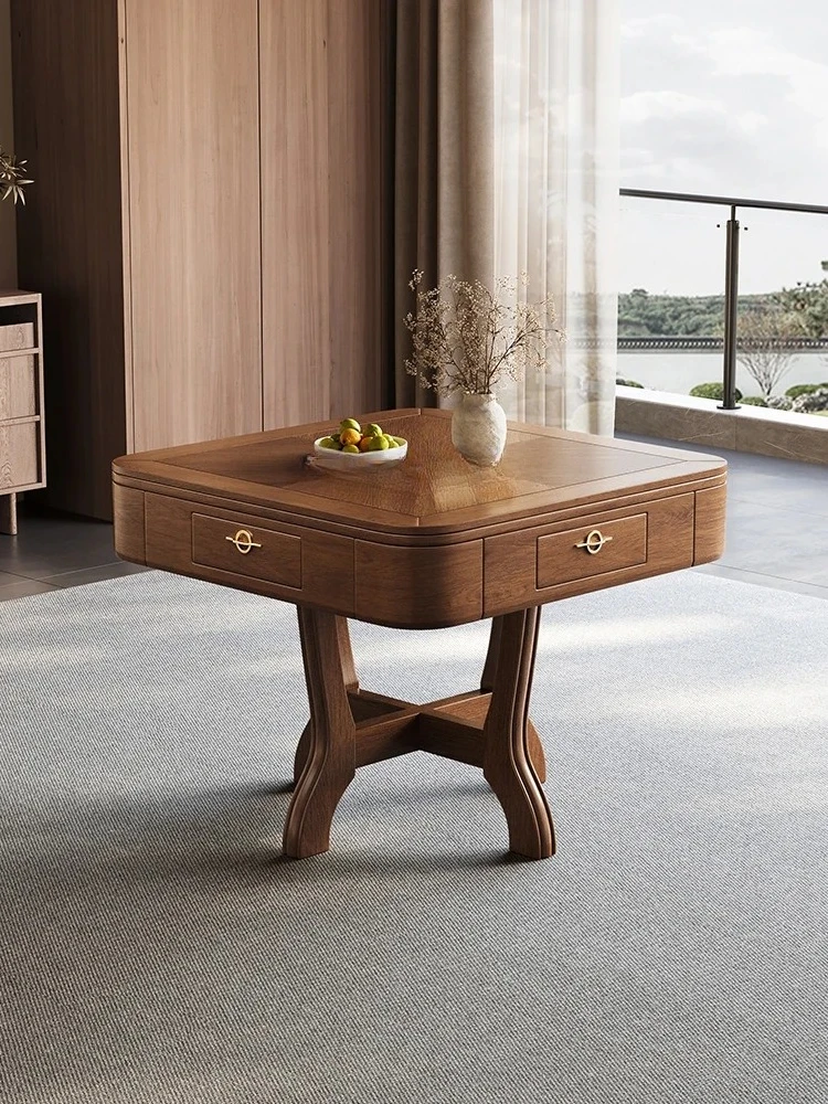 Mahjong machine automatic dining table dual-purpose integrated solid wood storage chair electric