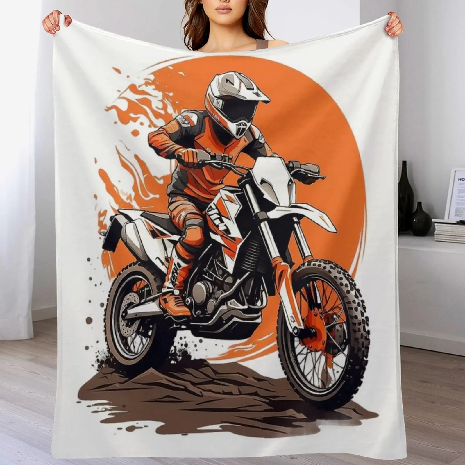 motocross Throw Blanket Foldable Soft Warm Blanket for Outdoor Use