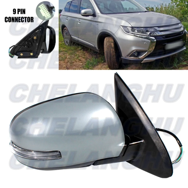 Mirror Assembly For Mitsubishi Outlander MK3 GF 2013 2014 2015 2016 2017 2018 2019 2020 Right 9Pins Paintable Heated Power Fold