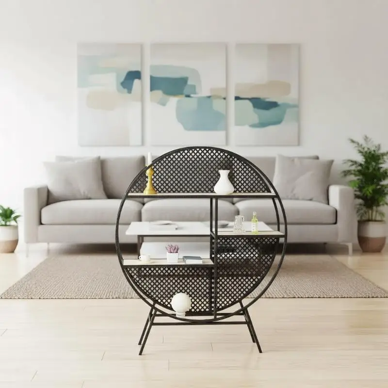 

1:12 кукольный домик, миниатюрная круглая модель стеллажа для хранения в китайском стиле, 1 шт., мини-мебельный аксессуар для украшения