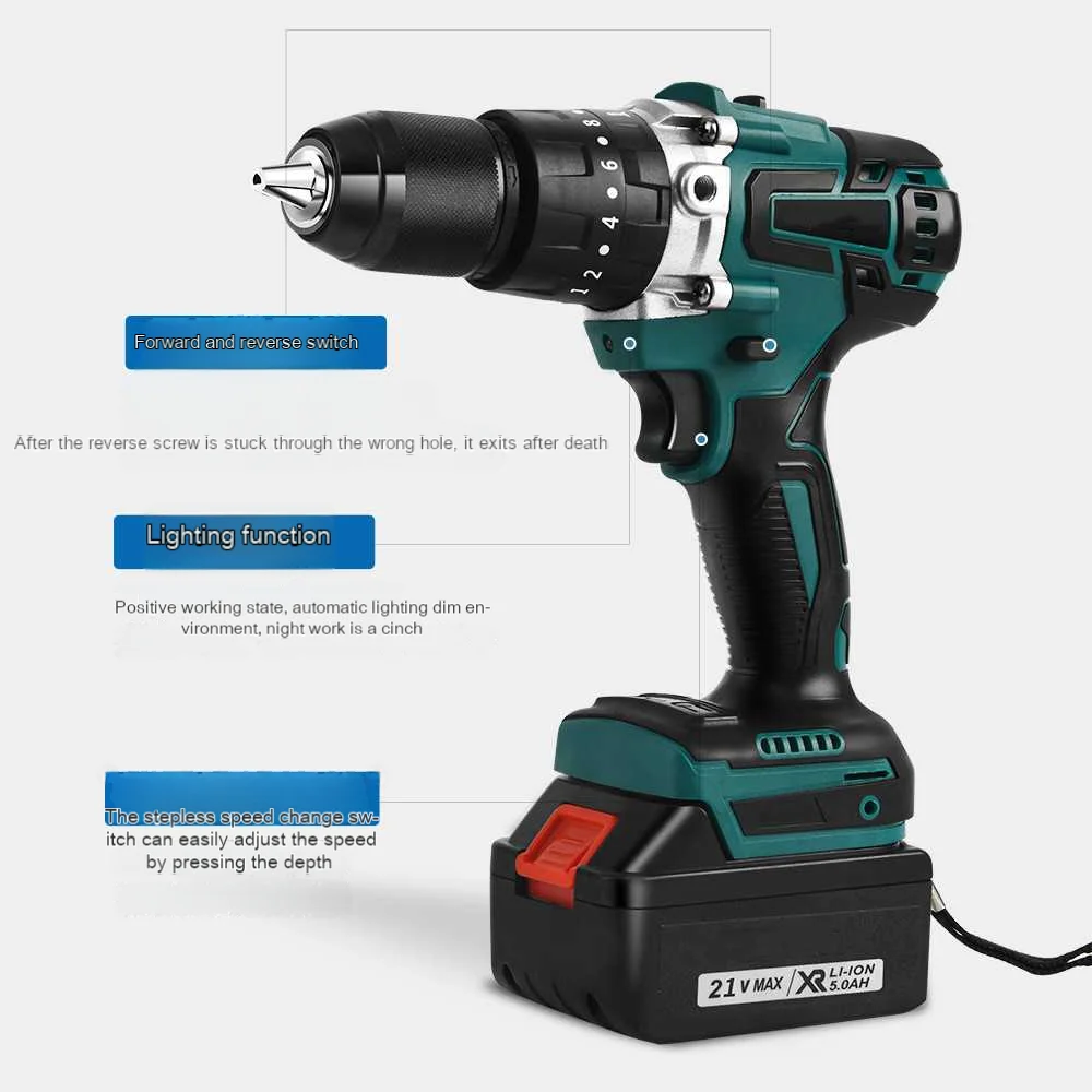 Electric Drill Household 21v Lithium Battery Pistol Drill Power Tool High Power Brushless Hand Drill Makita 전동드릴 드릴 충전드릴 전동 드릴