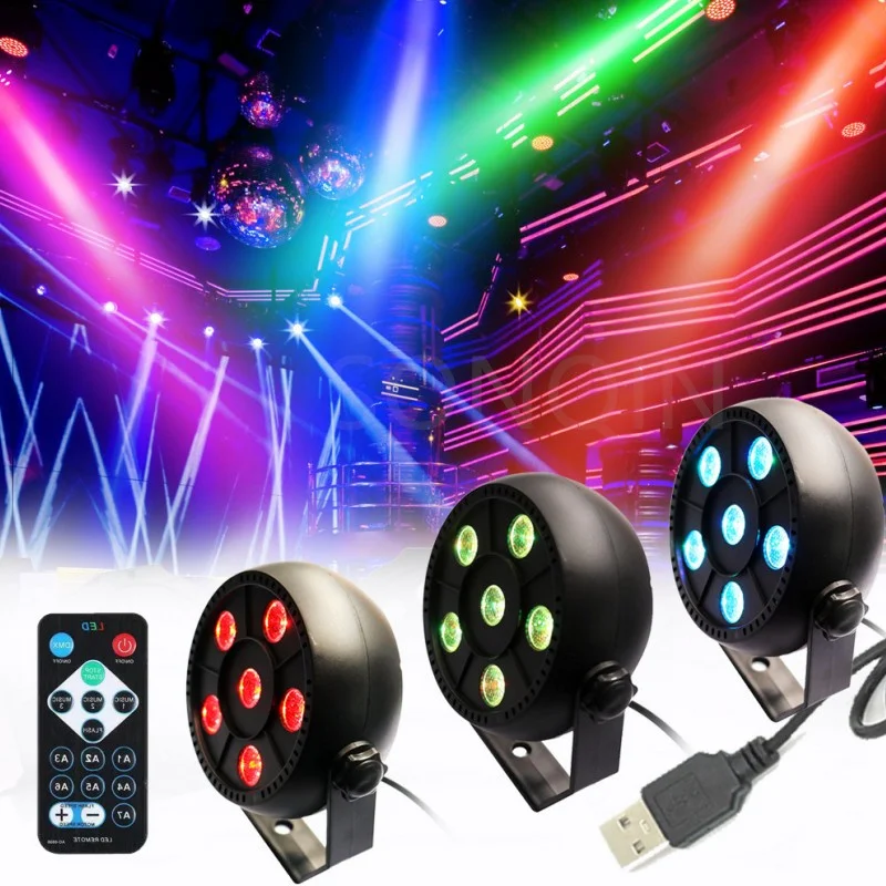 5V USB Led Flat Par Light 6x3W RGB 3in1 Sound Activated Dj Light Uplight For Disco Party Led Dance Floor