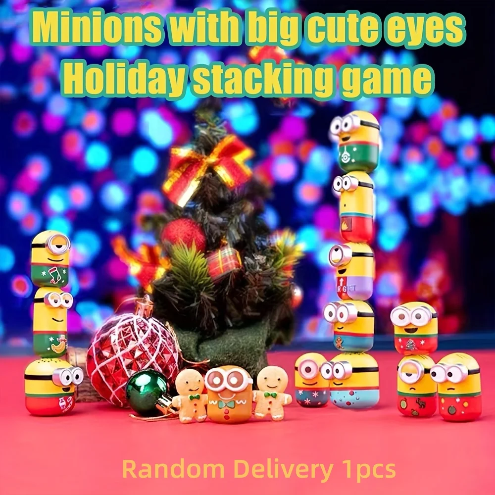 

Miniso Minions Holiday Stackable Blind Box Cute Mini Collectible Home Decor Desktop Fun Toys Ornaments Birthday Gift Random 1PC