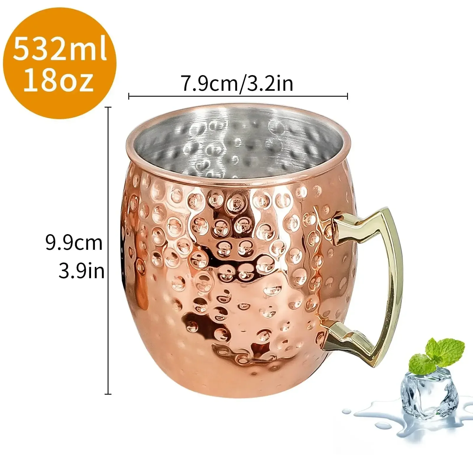 Moscow Mule Copper Mugs 100% Handcrafted Food Safe Pure Solid Copper Mugs 16 oz Christmas Gift Set Party Bar Drinkware Tools