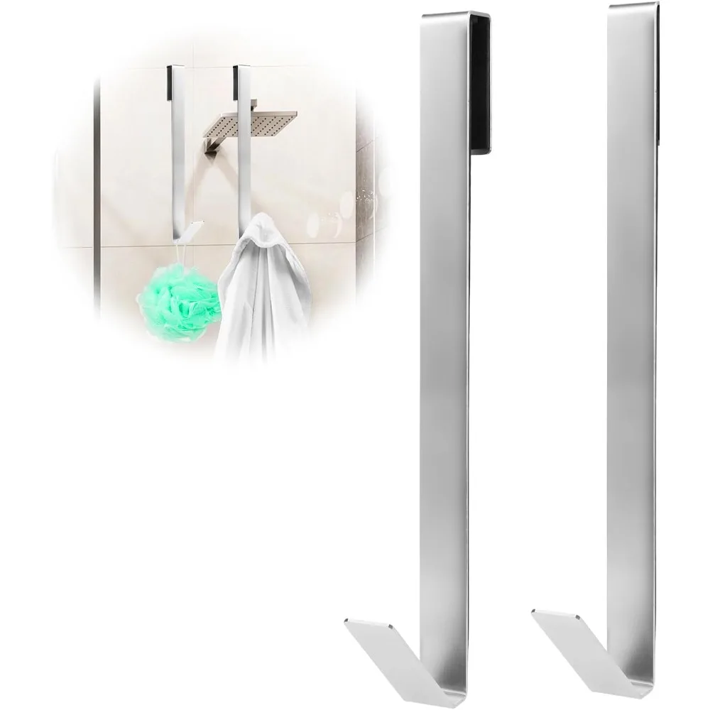 

2 упаковки крючков для душевых дверей, вешалки для венков на переднюю дверь, 10-дюймовые длинные крючки для полотенец для ванной комнаты, сверхмощный держатель для сверления, крючок для H