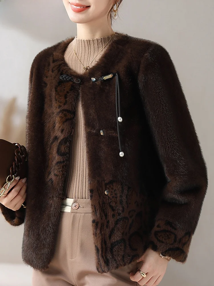 

Женская шуба из искусственного меха под норку, модный корейский стиль, свободный крой, кардиган из полиэстера с круглым вырезом