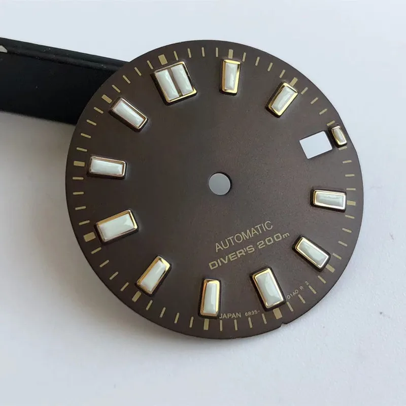

Z6 Diving watch accessories NH35 dial brown gold 62mas style for Japan automatic movement NH36/35 super luminous OEM quality