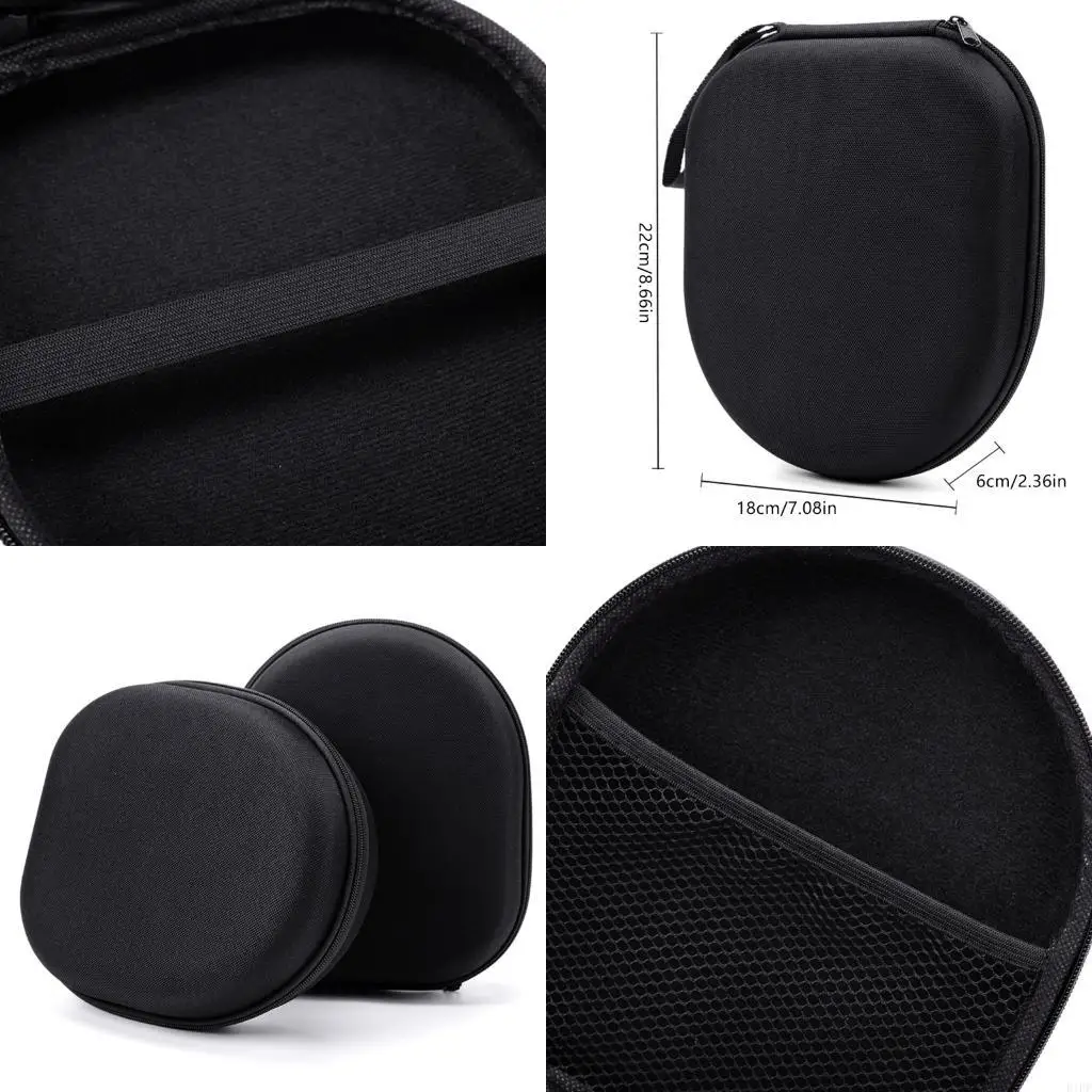 E1PF Hard Shell Headphone Case with Inner Pocket, Hold-Down Band, Soft Lining and Side Handle for Travel Storage, Daily Use and